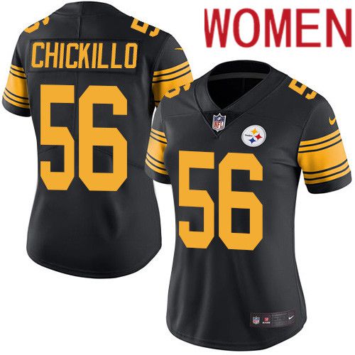 Women Pittsburgh Steelers #56 Anthony Chickillo Nike Black Vapor Limited Rush NFL Jersey